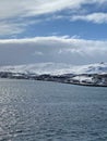 view from the ship to the coast of the Batsfjord Royalty Free Stock Photo