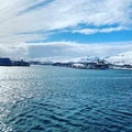 view from the ship to the coast of the Batsfjord Royalty Free Stock Photo