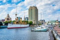 View of ships and buildings at Penns Landing, in Philadelphia, Pennsylvania