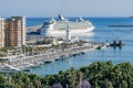 View of ships in harbor in Malaga, Spain, Europe