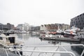 view of ships int port of Tromso, Norway Royalty Free Stock Photo