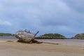 View of the shipwreck of the Cara Na Mara on Mageraclogher Beach in Ireland Royalty Free Stock Photo