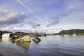 View of shipwreck on Ladysmith marina, taken in Victoria Island, BC, Canada