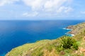 View from Shirley Heights to the coast of Antigua, paradise bay at tropical island in the Caribbean Sea Royalty Free Stock Photo