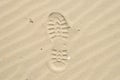 View of a shoe footprint in the sand
