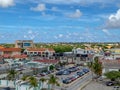 The view of the shopping district and Diamonds International from a cruise ship sailing into the port of Aruba