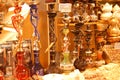 View of the shops of different products in the Grand Bazaar, in Istanbul Turkey Royalty Free Stock Photo