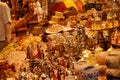 View of the shops of different species of colors, in the Spice market, in Istanbul Turkey Royalty Free Stock Photo