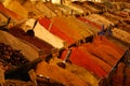 View of the shops of different spices in the Grand Bazaar, in Istanbul Turkey Royalty Free Stock Photo