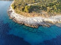 View of a shore of the Adriatic sea in Premantura, Medulin, Istria, Croatia Royalty Free Stock Photo