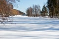 View from the shore on a frozen river Royalty Free Stock Photo