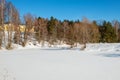 View from the shore on a frozen river Royalty Free Stock Photo
