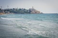 View from the shore of the Mediterranean Sea on Old Jaffa, Tel Aviv, Israel. Royalty Free Stock Photo