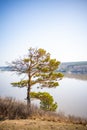 View from the shore of open-air museum Tomsk pisanitsa located north-west of Kemerovo on the right bank of the Tom River