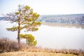 View from the shore of open-air museum Tomsk pisanitsa located north-west of Kemerovo on the right bank of the Tom River