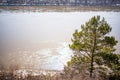 View from the shore of open-air museum Tomsk pisanitsa located north-west of Kemerovo on the right bank of the Tom River