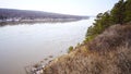 View from the shore of open-air museum Tomsk pisanitsa located north-west of Kemerovo on the right bank of the Tom River