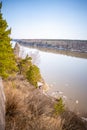 View from the shore of open-air museum Tomsk pisanitsa located north-west of Kemerovo on the right bank of the Tom River