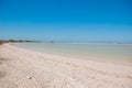 View of the shore of a pink lake. Rio Lagartos, Yucatan, Mexico