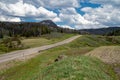 View of the Shoshone National Forest and the Wind River Mountains - Breccia Cliffs, in Wyoming at Togwotee Pass Royalty Free Stock Photo