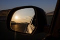 View in the side mirror of the car. Royalty Free Stock Photo