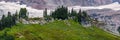 View of side of Mt. Rainier, and meadow, from Skyline Trail at Paradise area