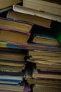 View from the side of a pile of old books Royalty Free Stock Photo