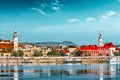 View of the side river Danube and the part of city Budapest- Buda. Hangary Royalty Free Stock Photo