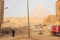 View from the side of the slums of the Egyptian pyramids in Giza