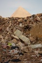 View from the side of the slums of the Egyptian pyramids in Giza