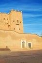 View of side tower of the Taourirt Kasbah in Ouarzazate