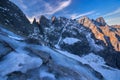 View at sidehill under Rysy mountain with chain under ice Royalty Free Stock Photo