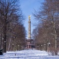 View on siegessaeule in winter Royalty Free Stock Photo