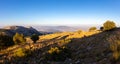 View from the Sierra Espuna in the Murcia region to the northeast at sunset. Royalty Free Stock Photo