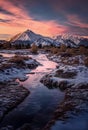 View of the Sierra Hot Creek lake during sunset Royalty Free Stock Photo