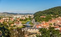 View of Sighisoara over the Tarnava river Royalty Free Stock Photo