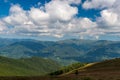 View from Sigleu Mare Mic hill in Valcan mountains in Romania