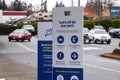 View of sign Lets all do our part at the entrance of Best Buy Store due to COVID-19 Prevention Royalty Free Stock Photo