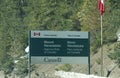 View of sign `Mount Revelstoke` National Park of Canada on Trans-Canada Highway