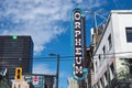 View of sign The Orpheum theatre and music venue in Vancouver