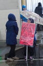 A view of sign `We were been warned for 30 years` during The Climate Strike on Burrard Bridge in Vancouver