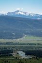 View from the SIgnal Mountain overlook in Grand Teton National Park - large forested area, with the Snake River flowing through Royalty Free Stock Photo