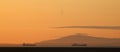 Black Combe and ships in Morecambe Bay sunset Royalty Free Stock Photo