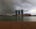 A view of the Singapore Marina Bay Signature Skyline across the deck