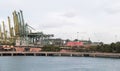 View of Singapore port at the bay from Sentosa Island Royalty Free Stock Photo