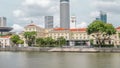 View of Singapore River with Asian Civilisation Museum and old civic district in background timelapse hyperlapse