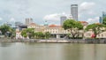 View of Singapore River with Asian Civilisation Museum and old civic district in background timelapse hyperlapse