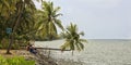 View of the Singapore Strait from the beach of Siloso of Sentosa Royalty Free Stock Photo