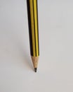 View of single pencil on white background