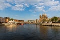 View of the Sint-Nicolaaskerk Cathedral of Amsterdam on sunset